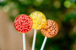 3 X ONE OF EACH  LOLLIPOPS WITH A VANILLA GLAZE